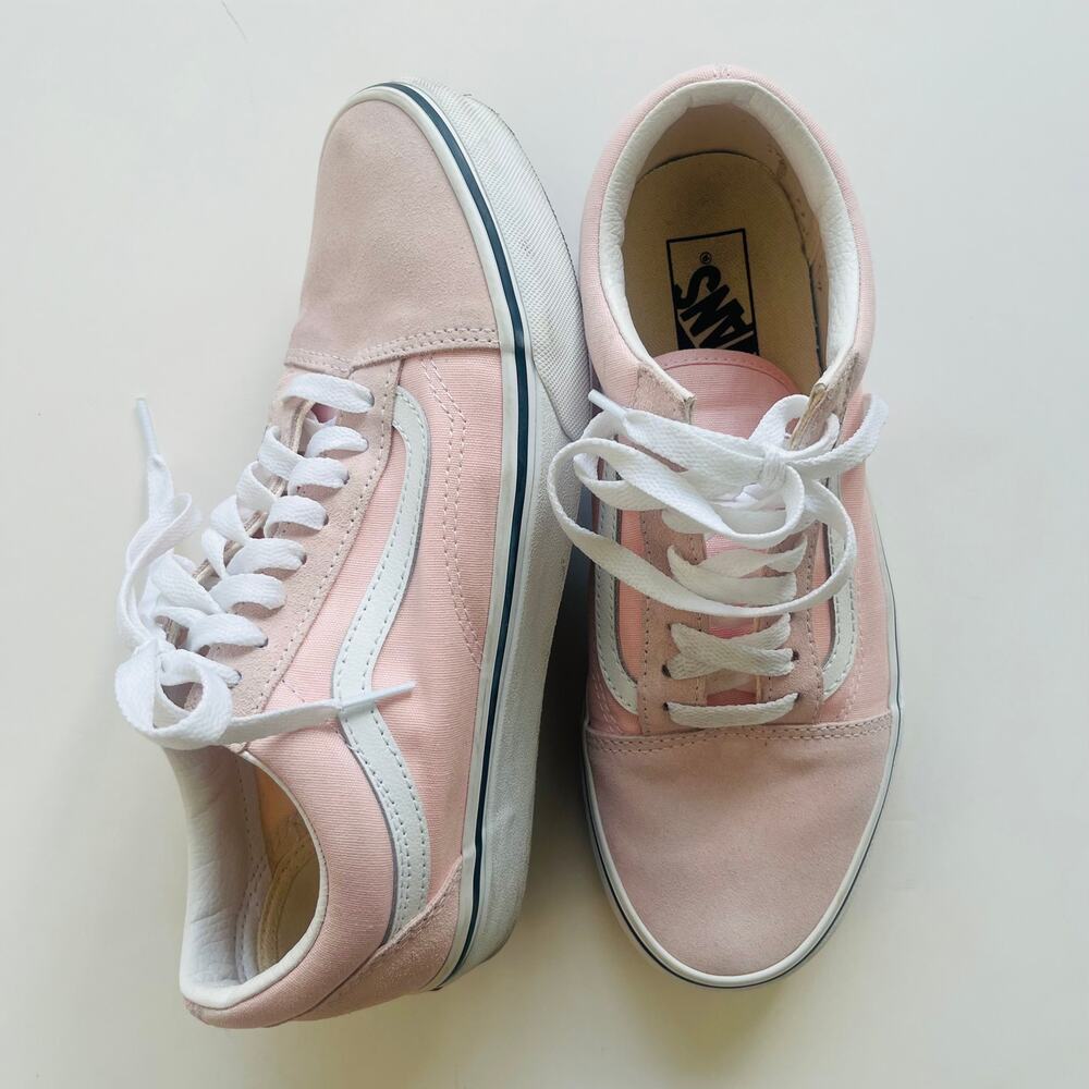 Vans Old Skool Blush Pink White Sneakers Women’s 9 Men’s 7.5